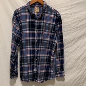 VGUC Red Head Blue and Burgundy Plaid LS Flannel Shirt size Large